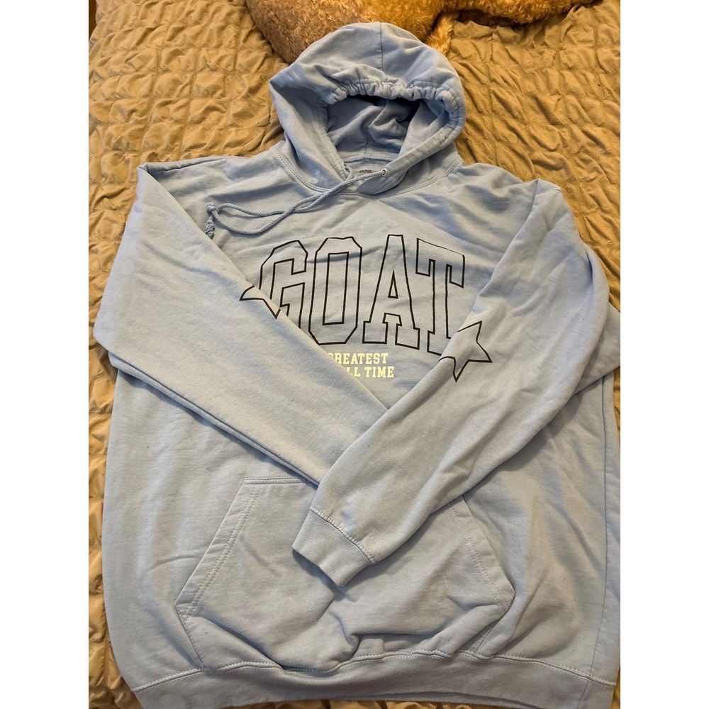 Fashion Nova Men GOAT Greatest of All Time Hoodie Light Blue Star Graphic 2XL